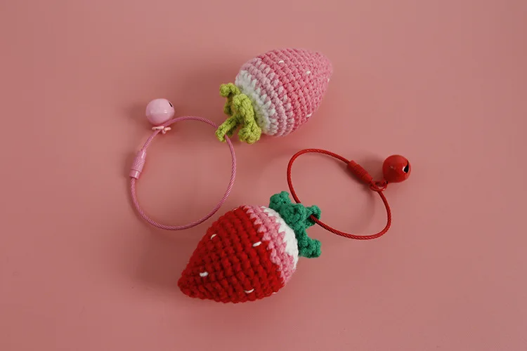 Crochet Strawberry Keyring (2 Colours)