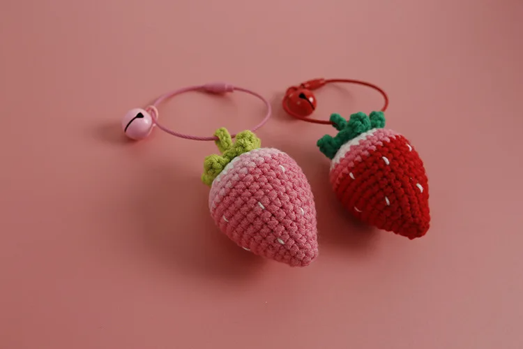 Crochet Strawberry Keyring (2 Colours)