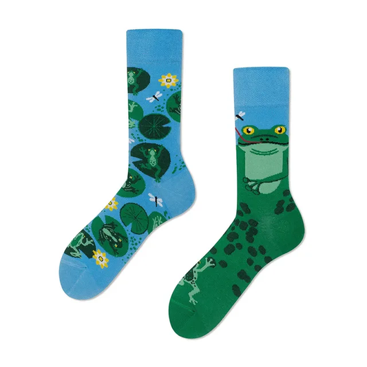 Funny Frogs Mismatched Crew Socks