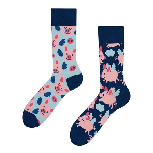 Flying Pigs Mismatched Crew Socks