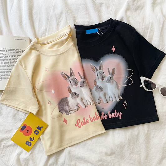Heart Bunnies Babydoll T-shirt (2 Colours)