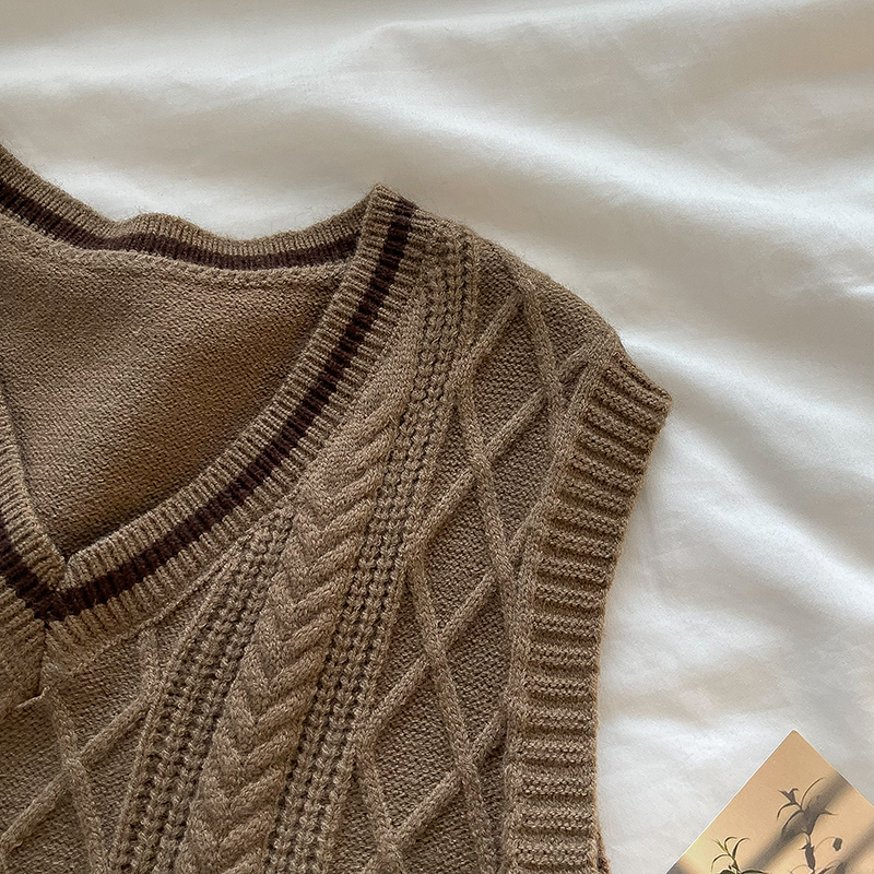 Dark Academia Contrast Stripe Cable Knit Sweater Vest (5 colours)