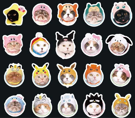 Cats in Hats Sticker Pack (40 Stickers)