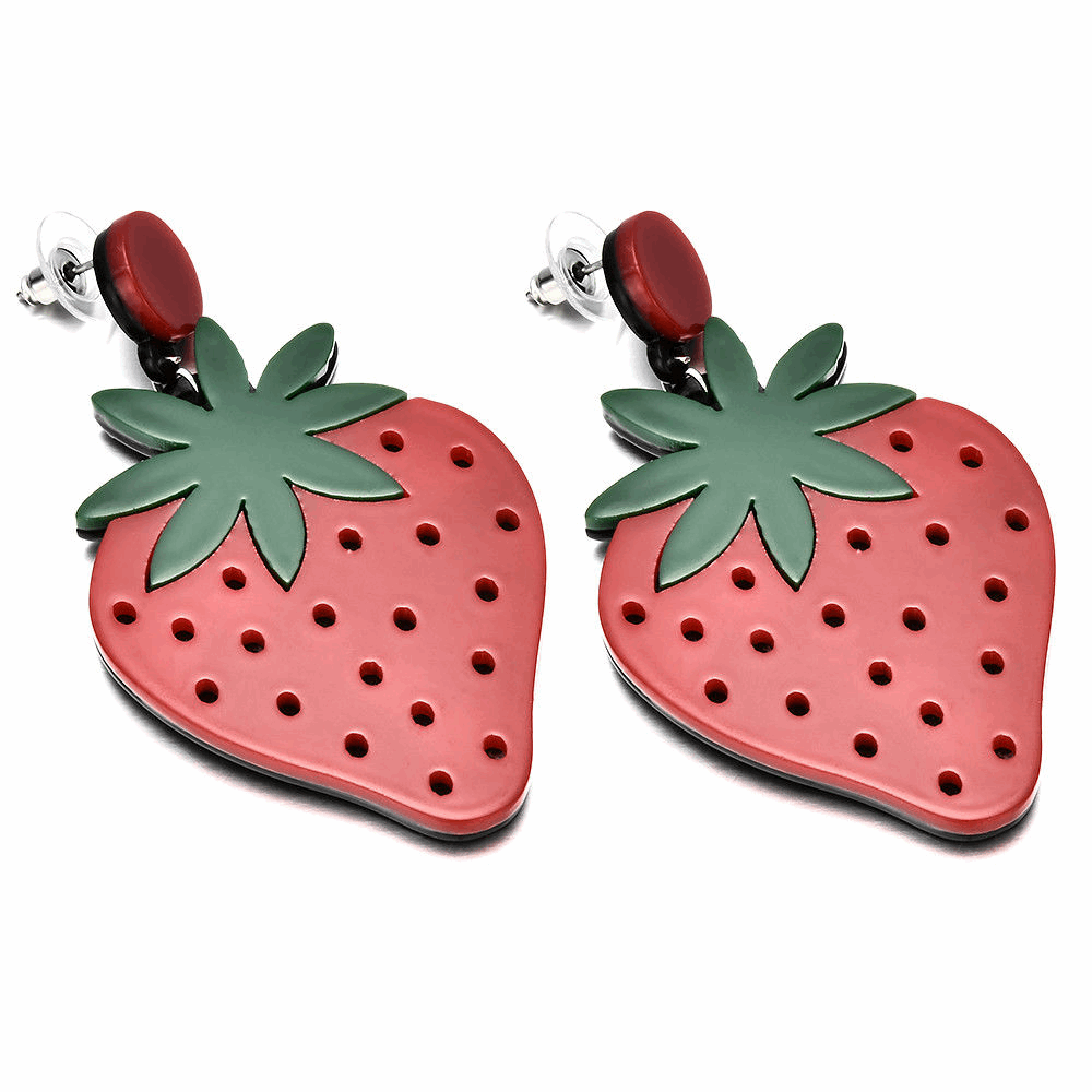Acrylic Strawberry Earrings - Ice Cream Cake