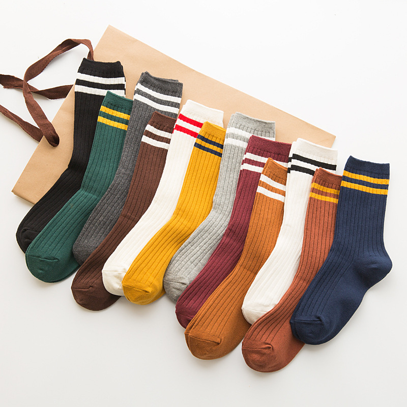 Multicolour Vintage Style Stripe Socks (12 Colours) – Ice Cream Cake