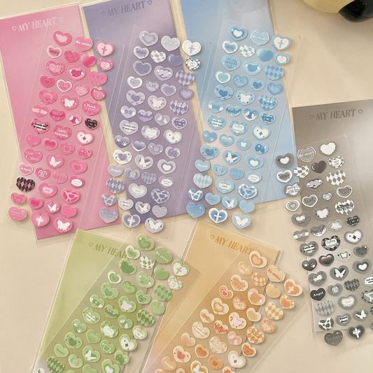 Multipattern Heart Stickers (6 Colours)