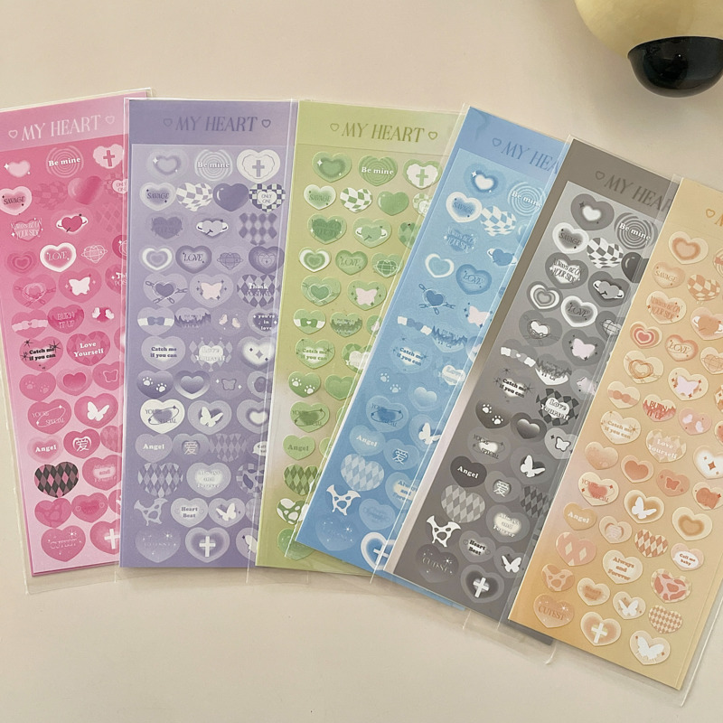 Multipattern Heart Stickers (6 Colours)