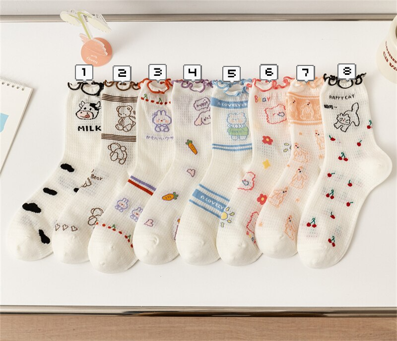 Ruffle Animal Crew Socks (8 Designs)