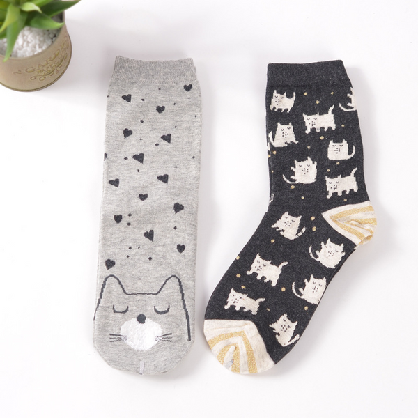 Sleepy Kitty Ankle Sock Set (set of 2 pairs)