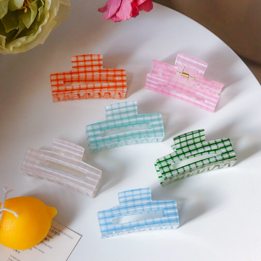Glossy Gingham Claw Clip (6 Colours)