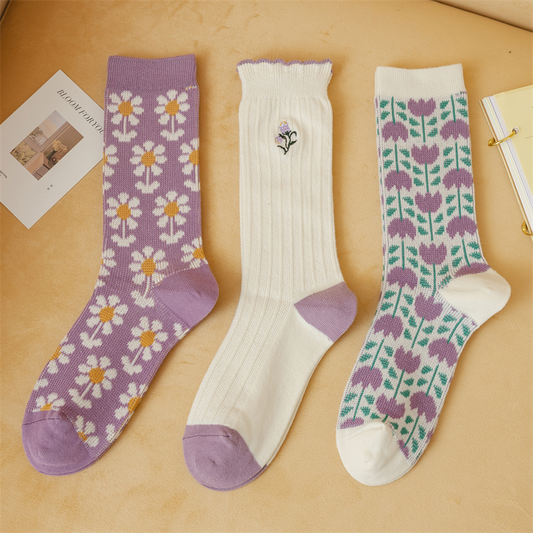 Lovely Lavender Crew Socks (3 Designs)