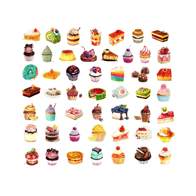 Cake Theme Sticker Set (50 Stickers)