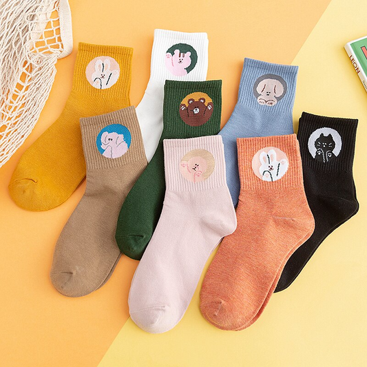 Waving Animals Crew Socks (8 Designs)