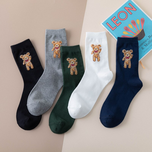 Teddy Bear Crew Socks (5 Colours)