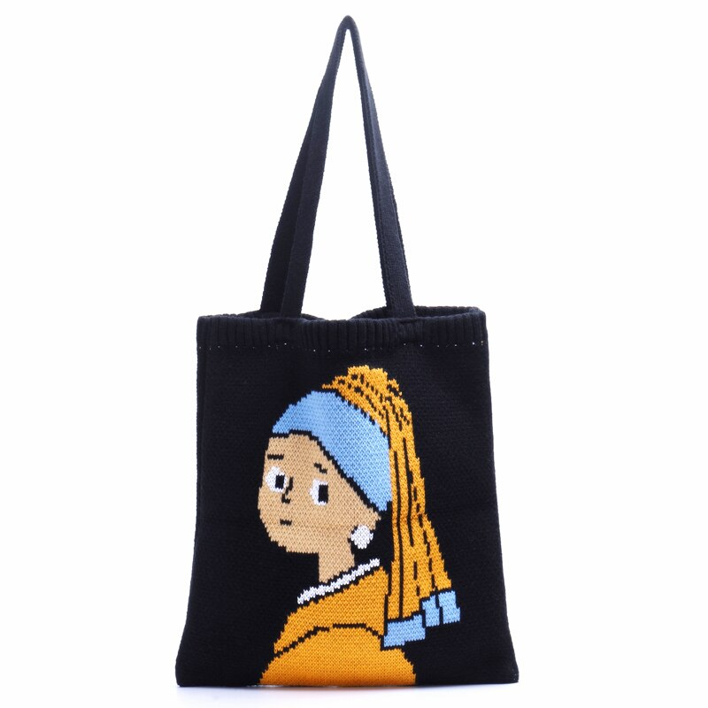 Girl With a Pearl Earring Knitted Tote