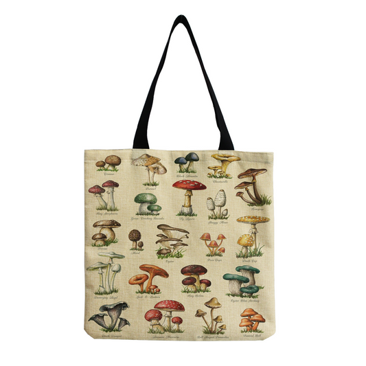 Vintage Mushroom Pattern Tote Bag