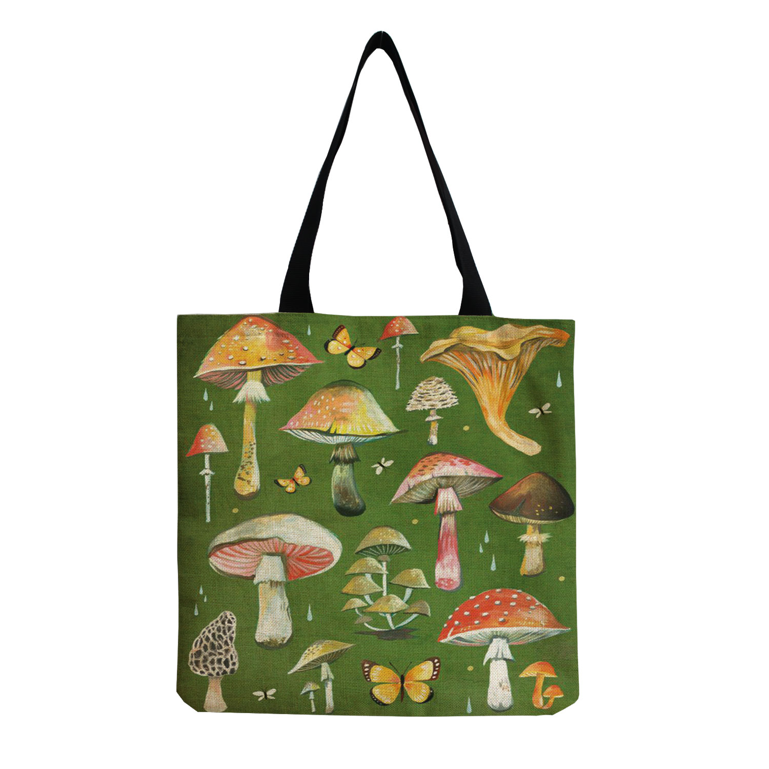 Green Mushroom Pattern Tote Bag