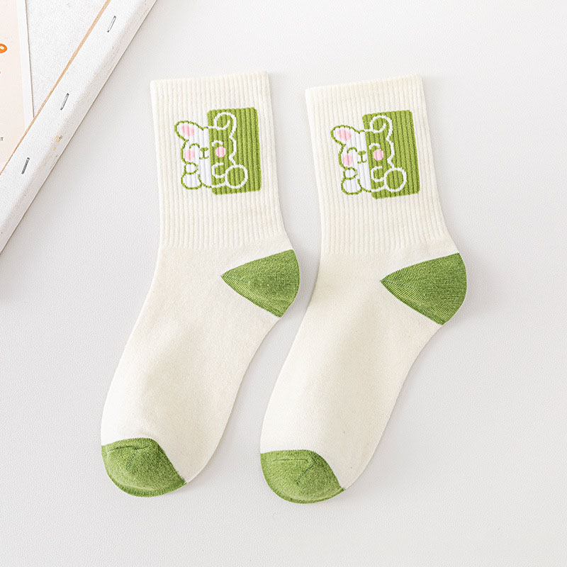 Green Bunny Pattern Ankle Socks (5 Designs)