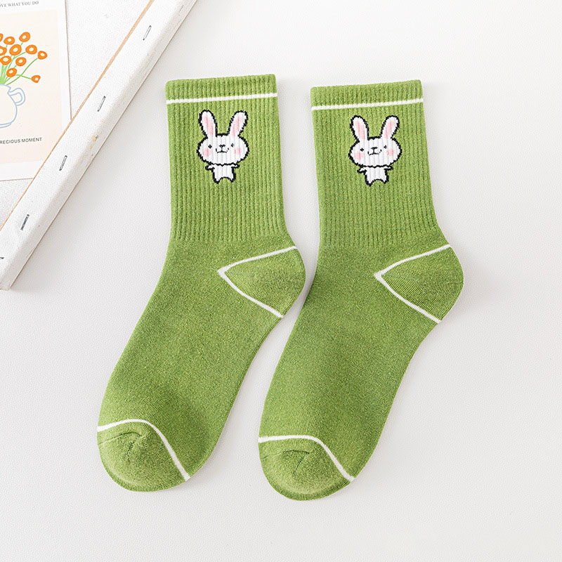 Green Bunny Pattern Ankle Socks (5 Designs)