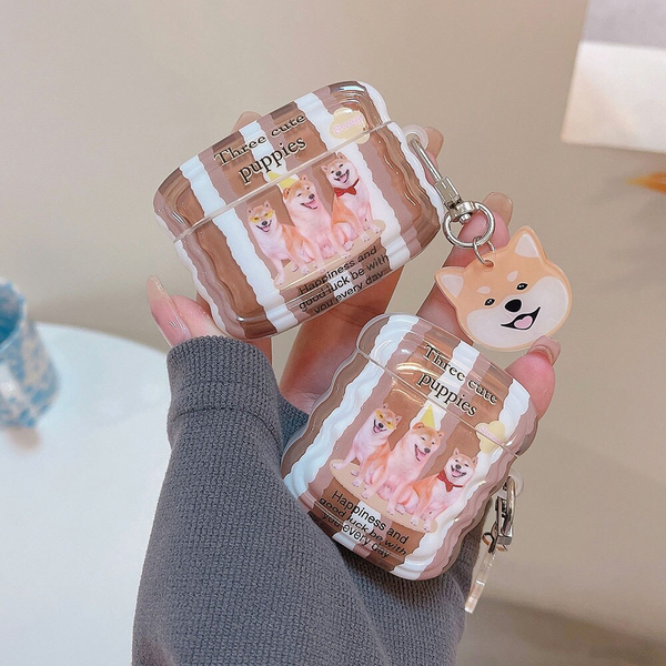 Wavy Shiba Inu Trio AirPods Charger Case Cover