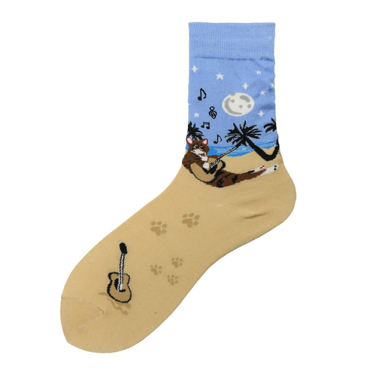 Ukelele Cat Ankle Socks - Ice Cream Cake