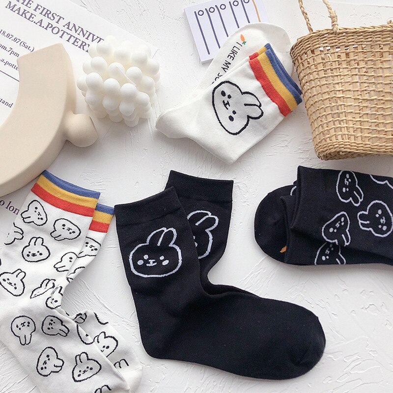 Bunny Pattern Ankle Socks (4 Designs)