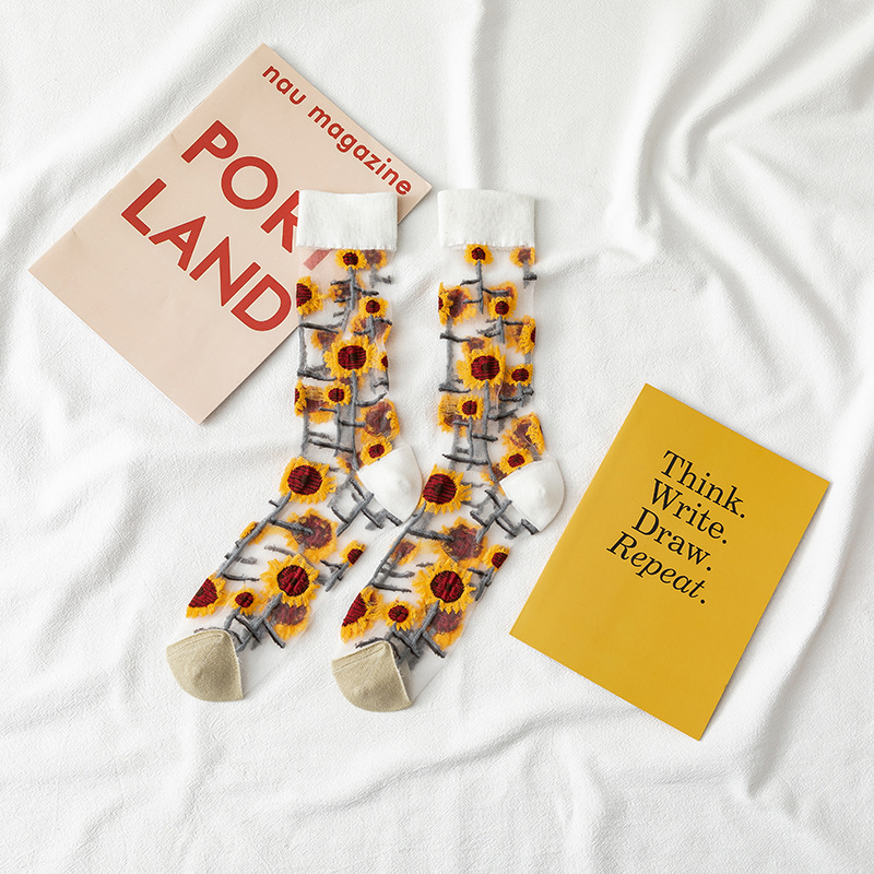 Transparent Floral Art Ankle Socks (4 Designs)
