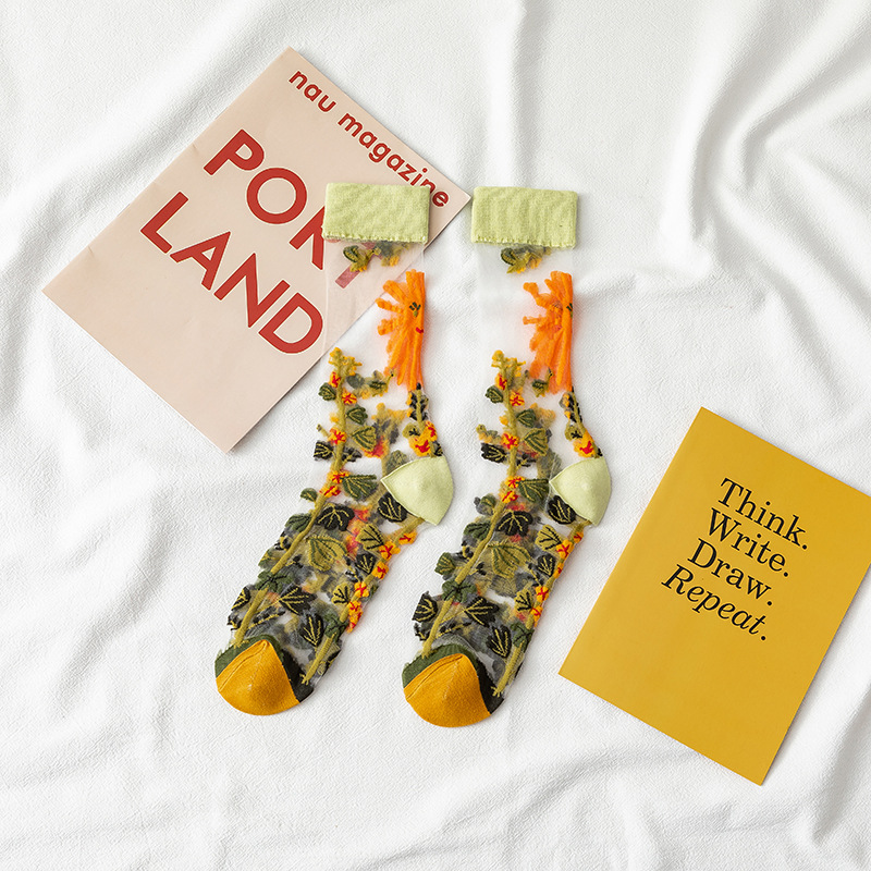 Transparent Floral Art Ankle Socks (4 Designs)