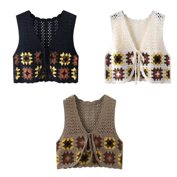Daisy Crochet Flower Vest (3 Colours)