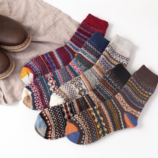 Nordic Pattern Crew Socks (5 Colours)