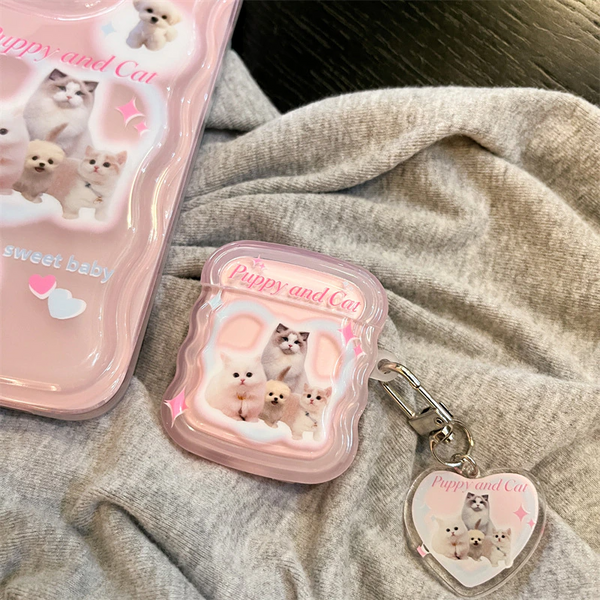 Y2k Puppy and Cat AirPods Charger Case Cover