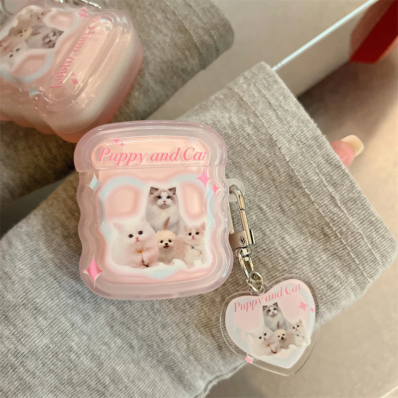 Y2k Puppy and Cat AirPods Charger Case Cover