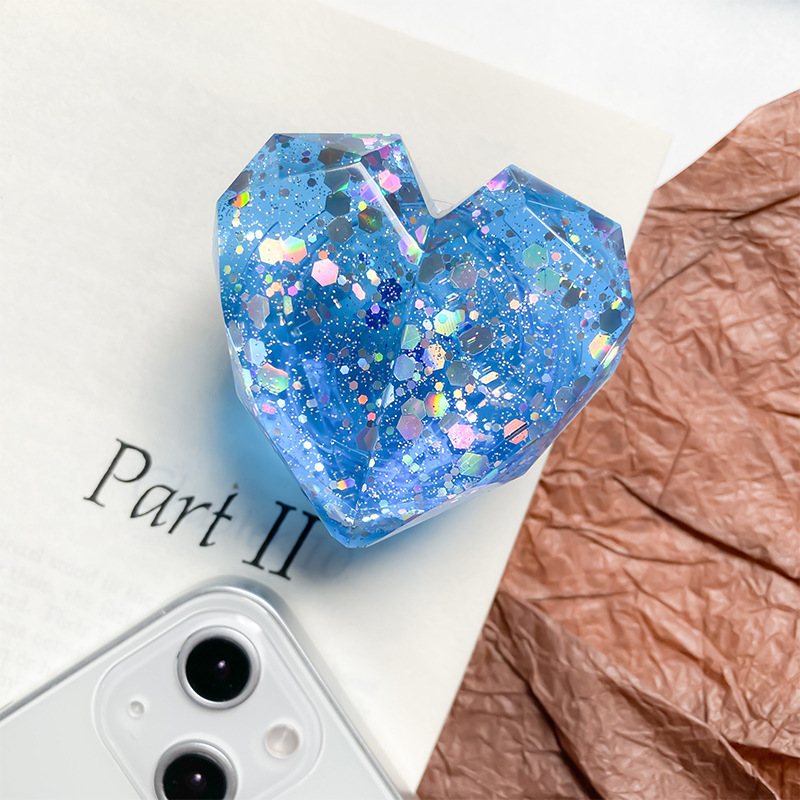 Crystal Glitter Heart Phone Grip (9 Colours)