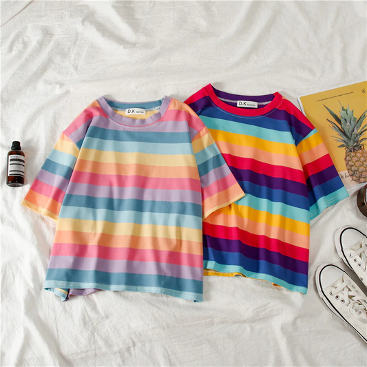 Rainbow Stripe Tees (2 Colours) - Ice Cream Cake