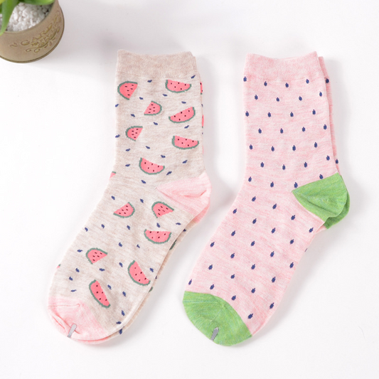 Pink Watermelon Crew Sock Set (set of 2 pairs)