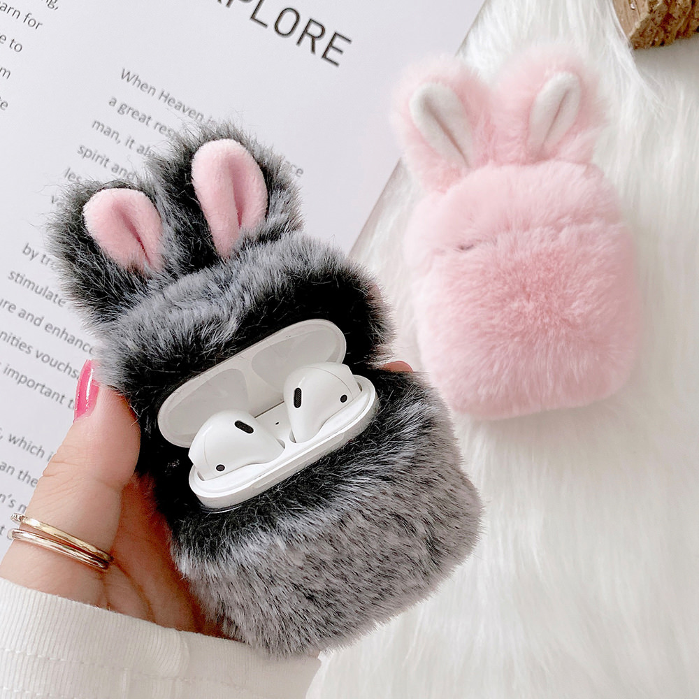 Fuzzy Bunny AirPod Case Cover (2 Colours) - Ice Cream Cake