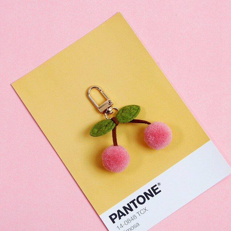 Soft Cherry Pom Pom Keychain (5 Colours)