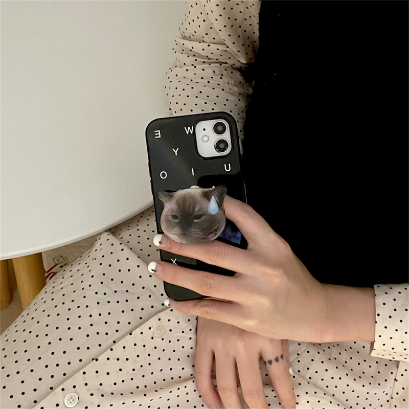 Lettering iPhone Case with Embarrassed Cat Grip