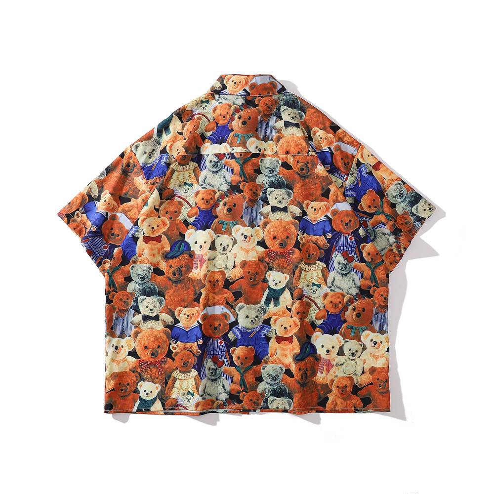 Teddy Bear Pattern Short Sleeved Blouse