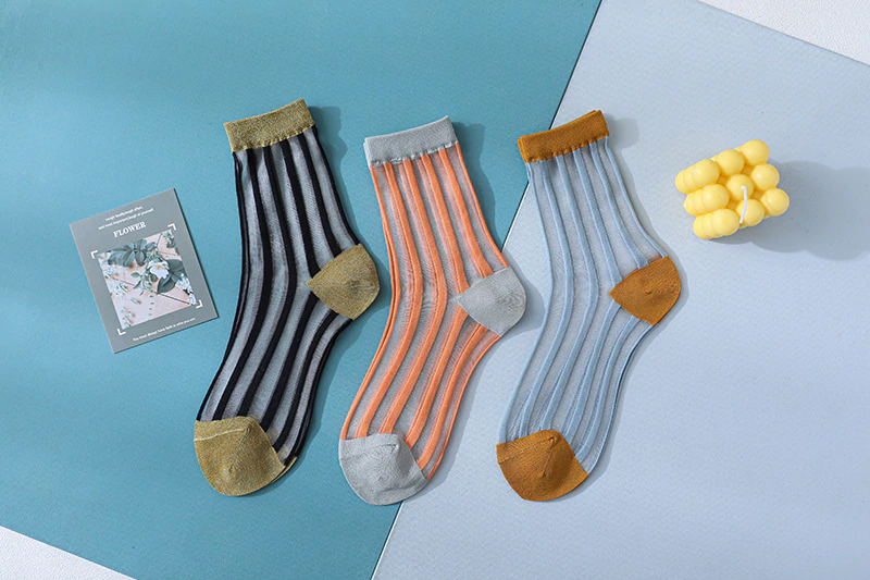 Transparent Stripe Ankle Socks (3 Colours)