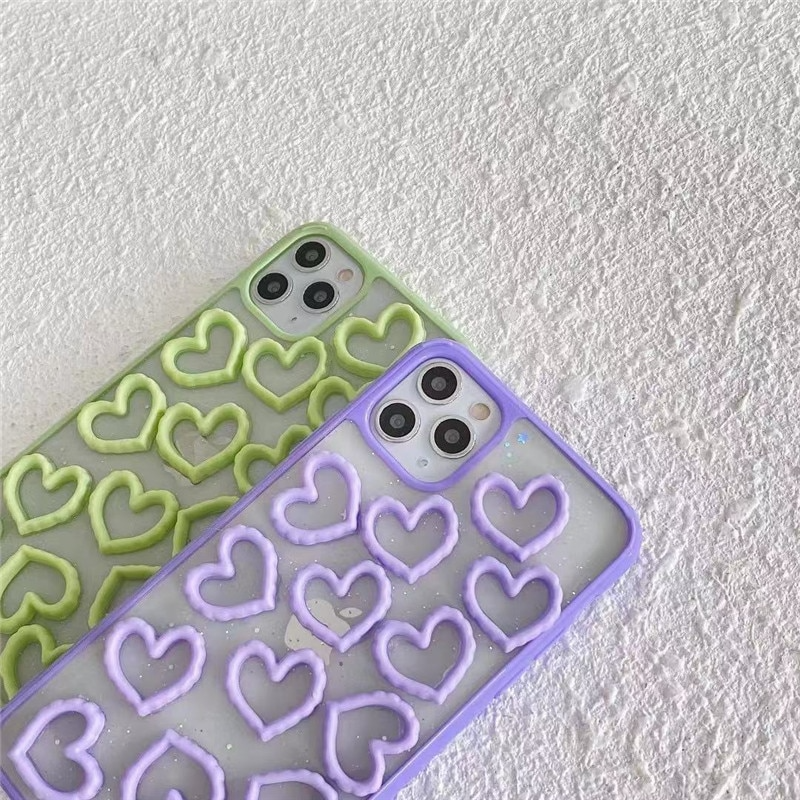 Texture Hearts Pattern iPhone Case (3 Colours)