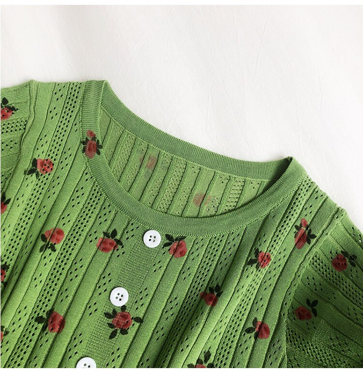 Knitted Ribbed Rose Pattern Tee (5 Colours)