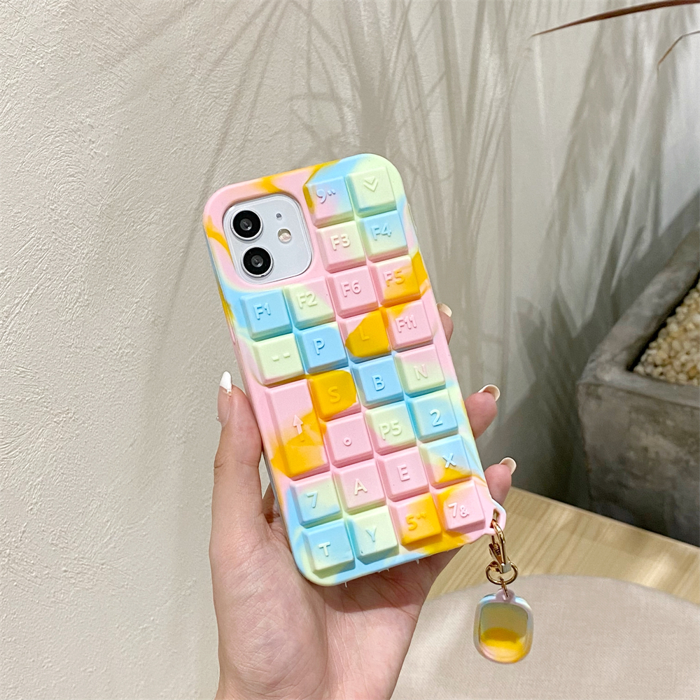 Pastel Mix Keyboard iPhone Case with Mouse Charm