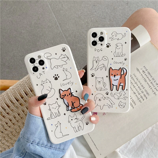 Lovely Pets Embroidered iPhone Case (2 Designs)