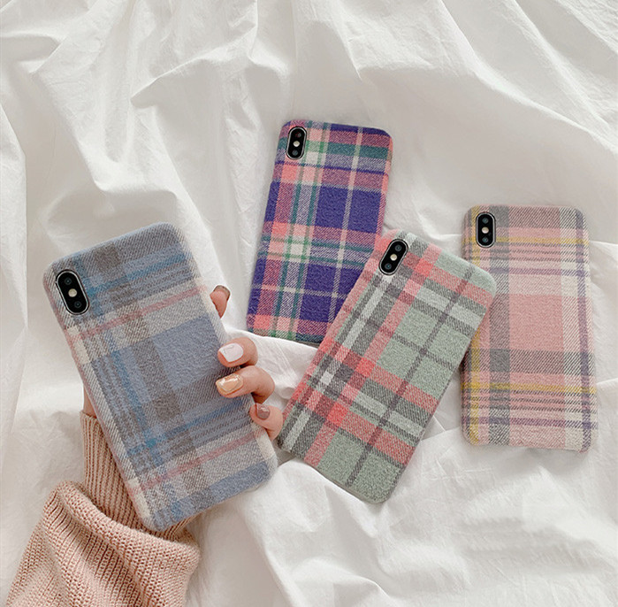 Pastel Tartan Pattern iPhone Case (4 Colours)