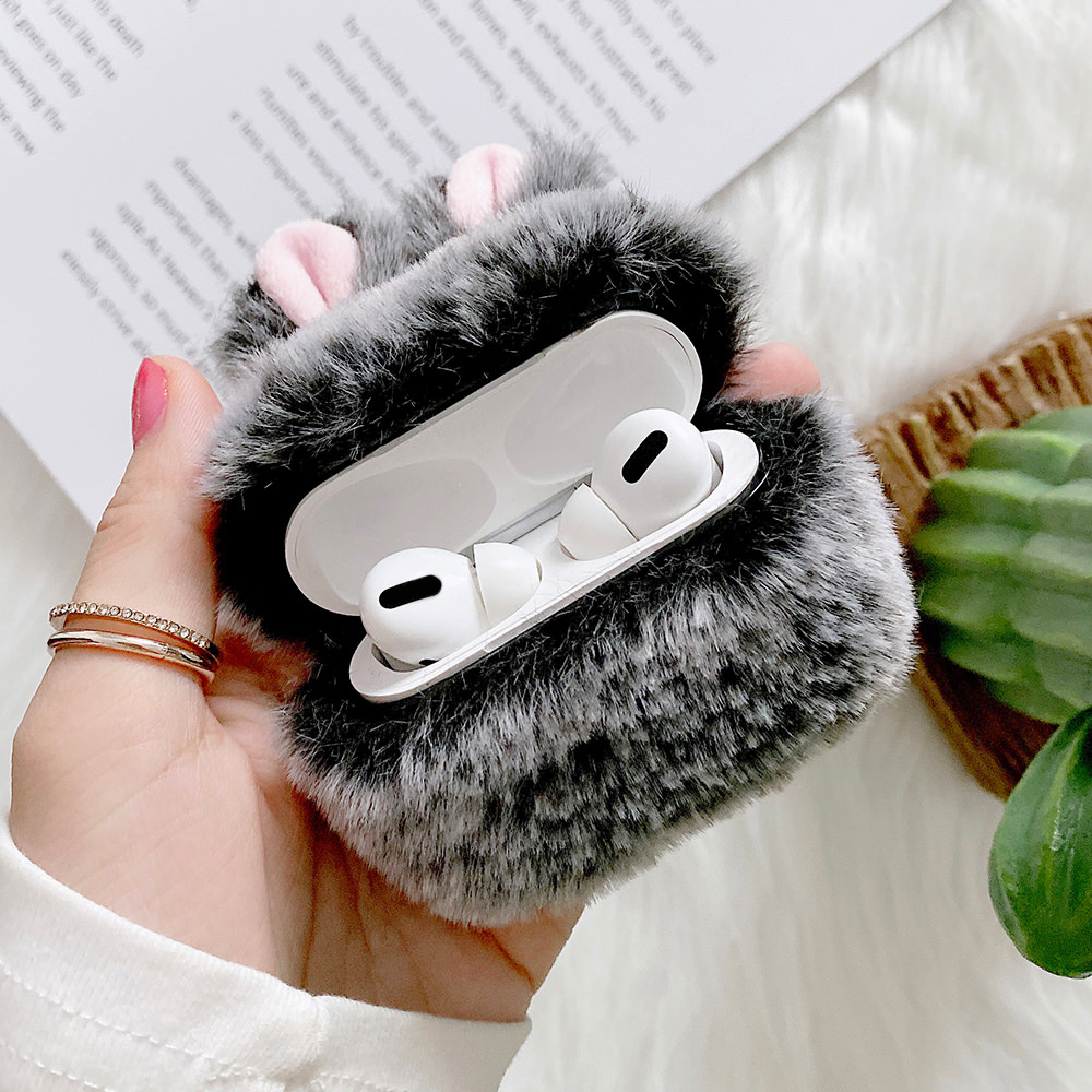 Fuzzy Bunny AirPod Case Cover (2 Colours) - Ice Cream Cake