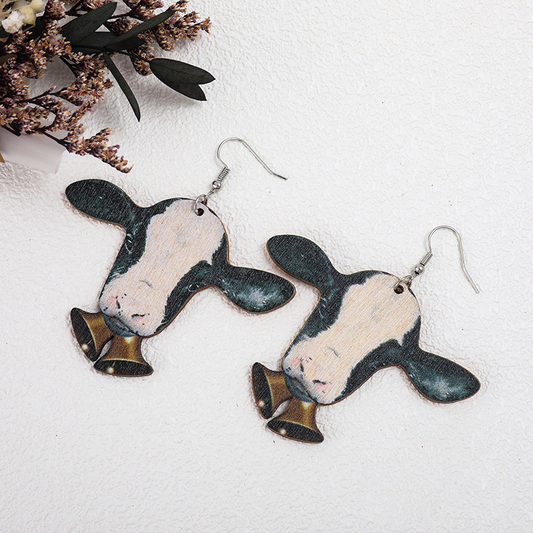 Wooden Cows Earrings