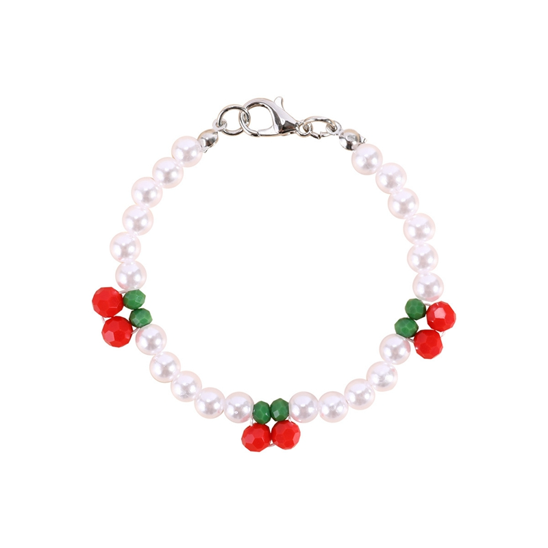Faux Pearl Cherry Necklace and Bracelet