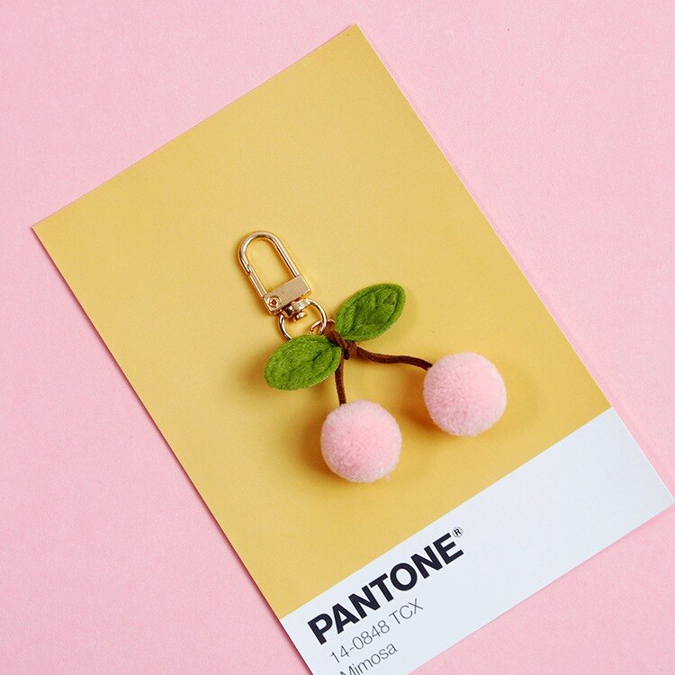 Soft Cherry Pom Pom Keychain (5 Colours)