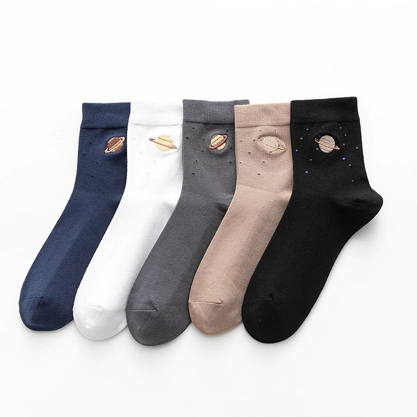 Saturn Embroidery Ankle Socks (5 Colours)